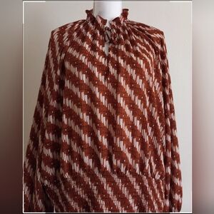 Worthington Size PS Womens Split Tie Neck Long Sleeve Blouse NWT $25